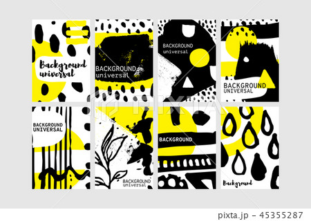 Set of creative universal floral elements. Hand Drawn textures 45355287