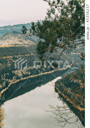 Riverbed seen from above on a cloudy day 45356237
