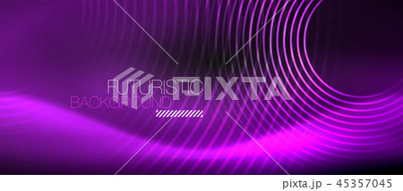 Dark abstract background with glowing neon circles 45357045