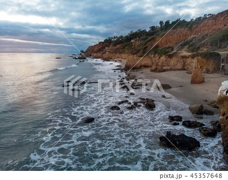 Scenic ocean beach with rocks in Malibu California Scenic ocean beach with rocks in Malibu California 45357648
