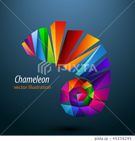 Chameleon from color triangles. Logo Chameleon from color triangles. Logo 45358295