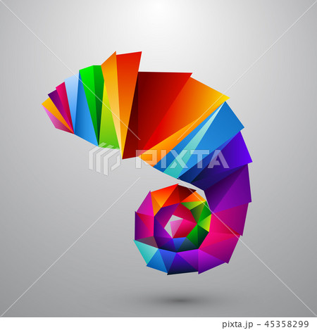 Chameleon from color triangles. Logo Chameleon from color triangles. Logo 45358299