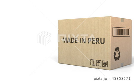 Carton with MADE IN PERU text, 3D rendering 45358571