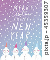 Christmas greeting card with cute snowmen 45359307