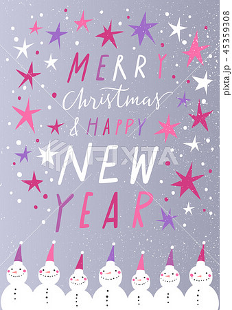 Winter holidays vector greeting card with snowmen Winter holidays vector greeting card with snowmen 45359308
