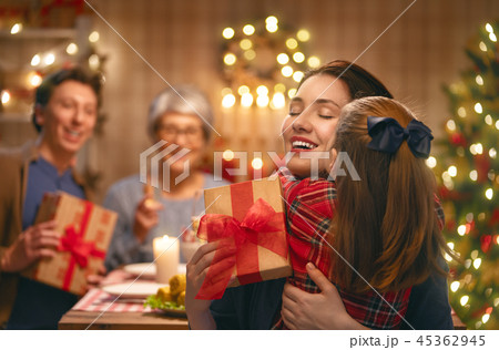 family celebrating Christmas 45362945