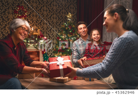 family celebrating Christmas 45362946