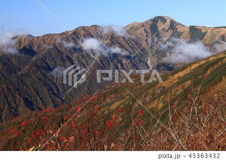 東北飯豊山山頂への道 種蒔山稜線から大日岳を望む 東北飯豊山山頂への道 種蒔山稜線から大日岳を望む 45363432
