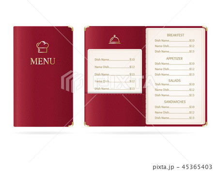 Realistic Detailed 3d Menu Restaurant Set. Vector Realistic Detailed 3d Menu Restaurant Set. Vector 45365403