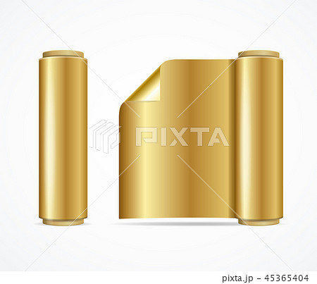 Realistic 3d Detailed Shiny Gold Foil Roll. Vector Realistic 3d Detailed Shiny Gold Foil Roll. Vector 45365404