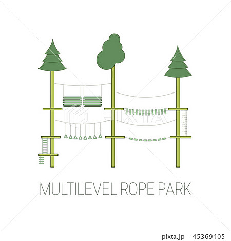 Multilevel rope park. Vector illustration. 45369405
