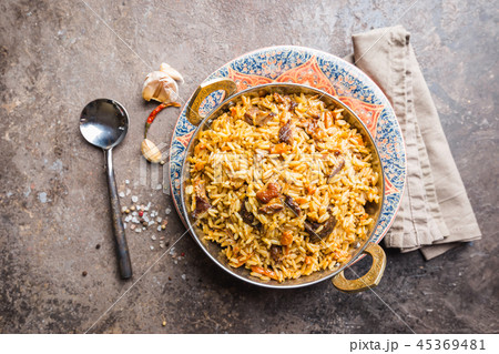 Lamb pilaf in a bowl 45369481