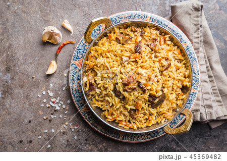 Lamb pilaf in a bowl 45369482