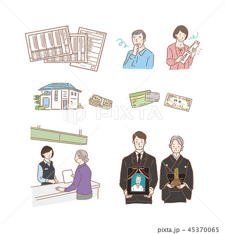 相続財産　死亡　手続き　イラスト 45370065