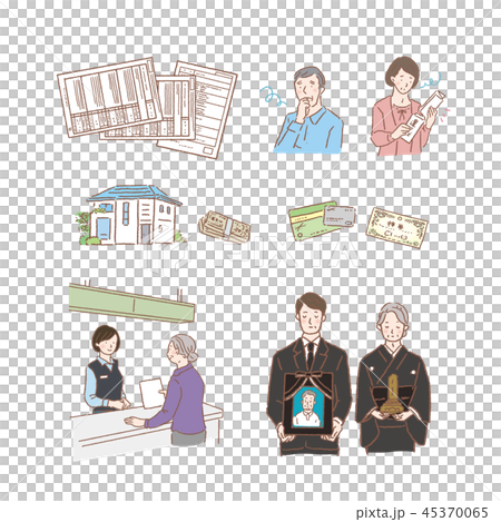 相続財産　死亡　手続き　イラスト 45370065