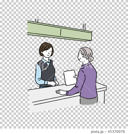 手続きをする　シニア　女性　イラスト 45370076