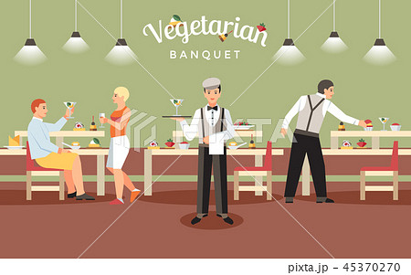 Vegetarian Banquet Concept. Vector Illustration. 45370270