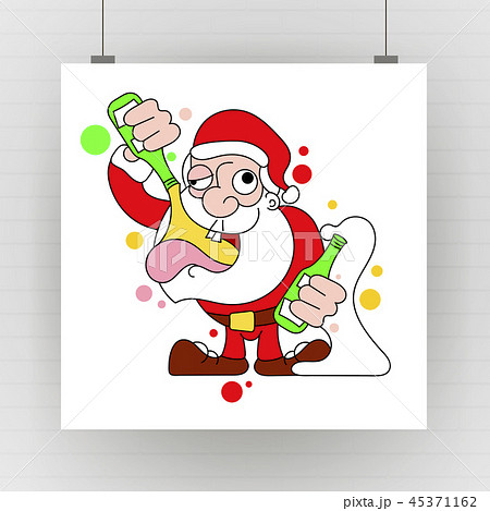 Santa Dancing and Drinking Vector Cartoon 45371162