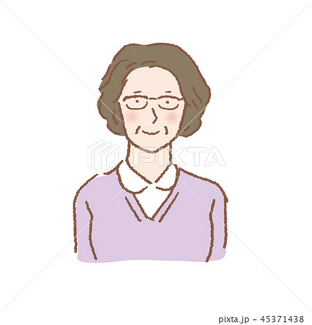 中年女性 人物 上半身 イラストのイラスト素材