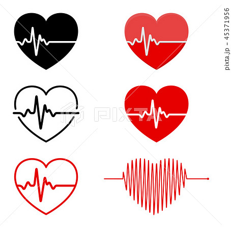 Heart And Ecg Ekg Signal Set Heart Beat Pulseのイラスト素材