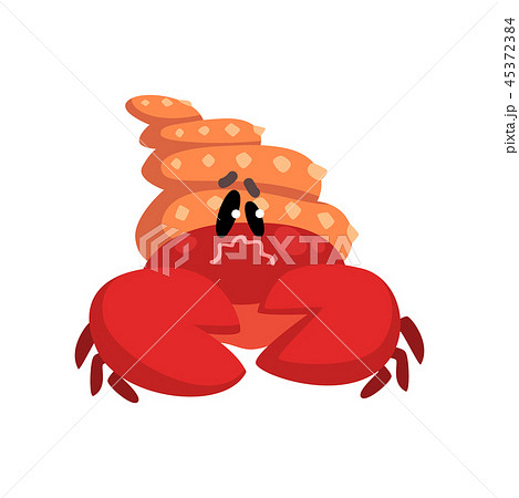 Crab character wearing turban hat, cute sea creature with funny face vector Illustration on a white Crab character wearing turban hat, cute sea creature with funny face vector Illustration on a white 45372384