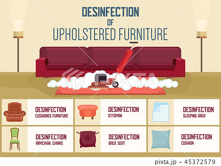 Disinfection Upholstered Furniture. Vector. 45372579