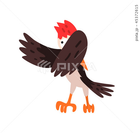 Cute Woodpecker Bird Cartoon Character Flapping のイラスト素材