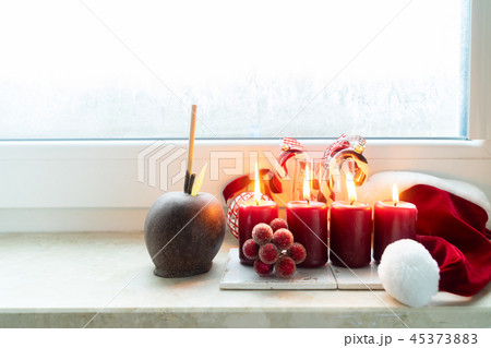 Christmas scene with burning light Christmas scene with burning light 45373883