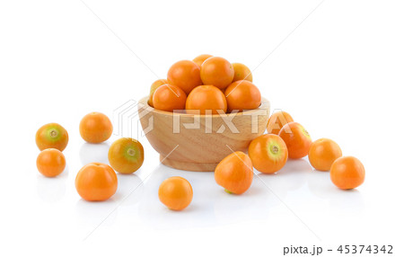 Cape gooseberry (physalis)in wooden cups white bac 45374342