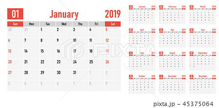 Calendar planner 2019 template 45375064