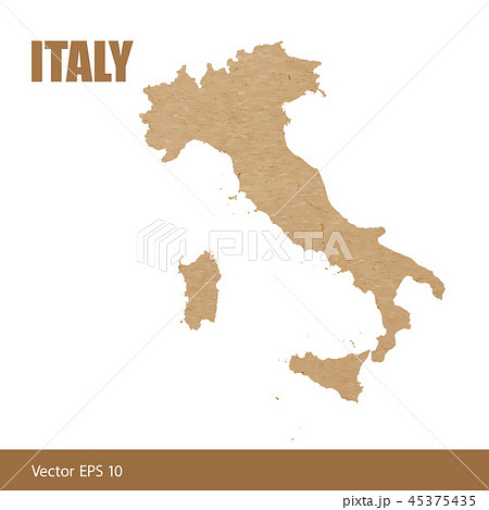 Detailed map of Italy cut out of craft paper 45375435