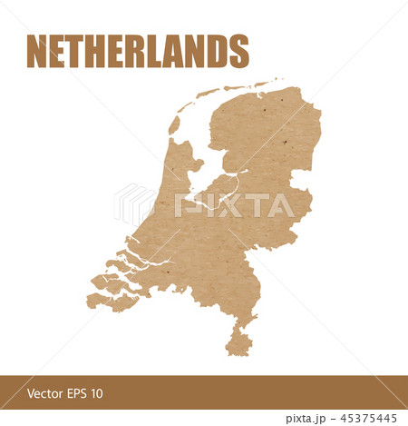Detailed map of Netherlands cut out of craft paper 45375445