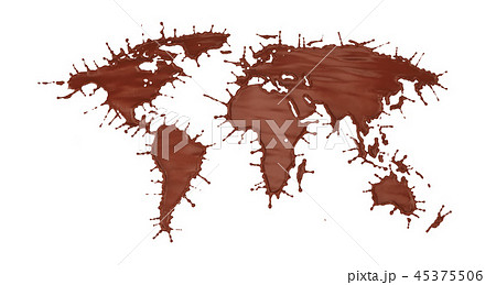 Milk Chocolate Splash in Shape of World Map Milk Chocolate Splash in Shape of World Map 45375506
