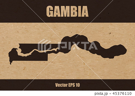 Map of The Gambia on craft paper background
