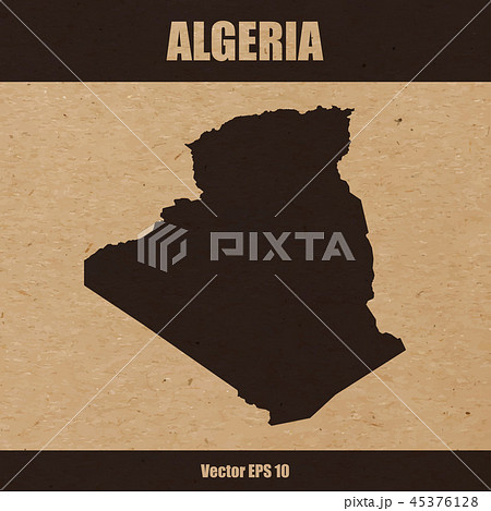 Detailed map of Algeria on craft paper background