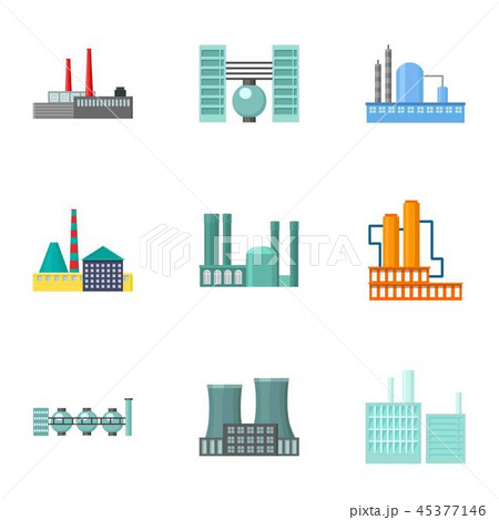 Factory set icons in cartoon style. Big collection of factory vector symbol stock illustration 45377146