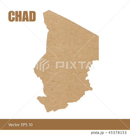 Detailed map of Chad cut out of craft paper