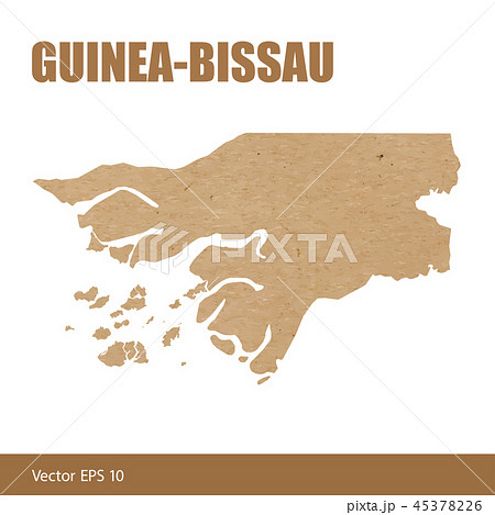 Map of Guinea-Bissau cut out of craft paper