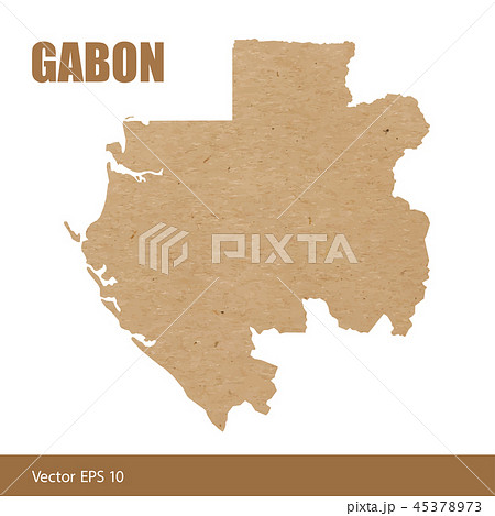 Detailed map of Gabon cut out of craft paper