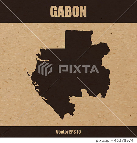 Detailed map of Gabon on craft paper background