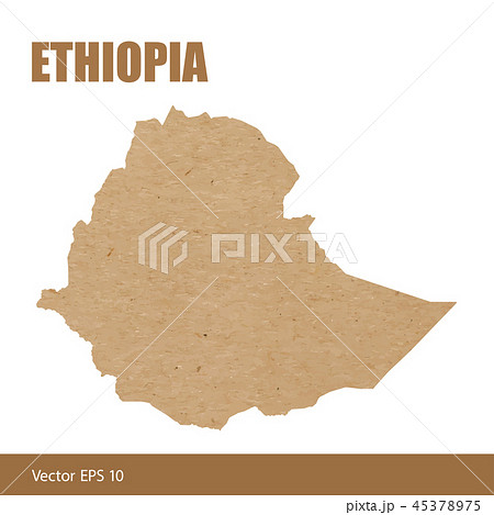 Detailed map of Ethiopia cut out of craft paper