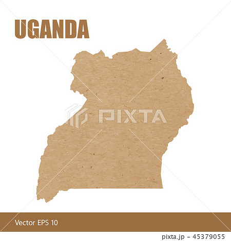 Detailed map of Uganda cut out of craft paper