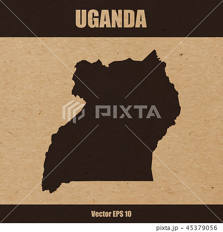 Detailed map of Uganda on craft paper background