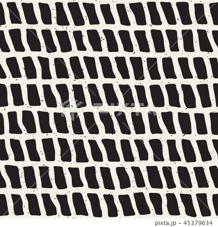 Simple ink geometric pattern. Monochrome black and white strokes background. Hand drawn ink texture 45379634