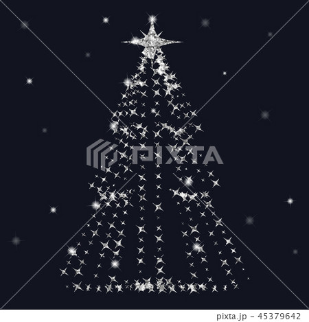 Beautiful elegant Christmas tree. Vector illustration on a dark background. 45379642