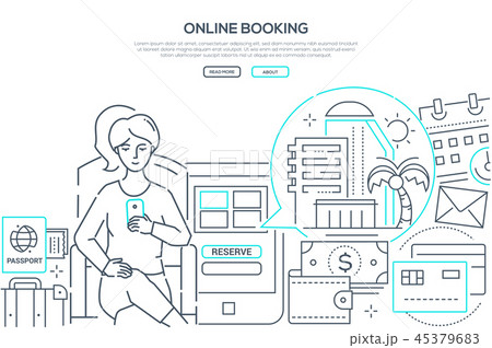 Online booking - modern line design style web banner 45379683
