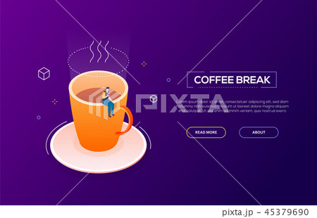 Coffee Break Modern Isometric Vector Web Bannerのイラスト素材