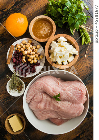 Raw turkey breast fillet Raw turkey breast fillet 45381677