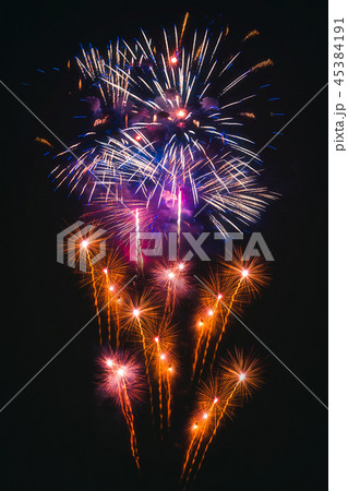 Colorful fireworks explosion on the black background 45384191