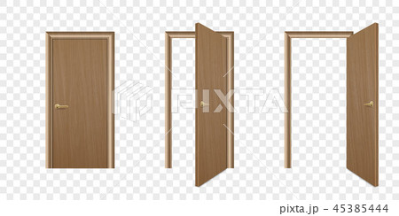 Vector Realistic Different Opened and Closed Brown Wooden Door Icon Set Closeup Isolated on Vector Realistic Different Opened and Closed Brown Wooden Door Icon Set Closeup Isolated on 45385444